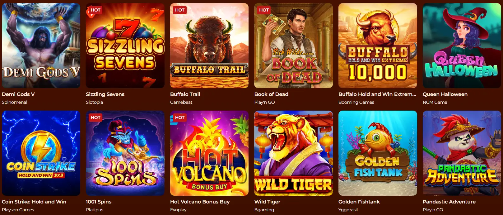 Vegazone's popular slots